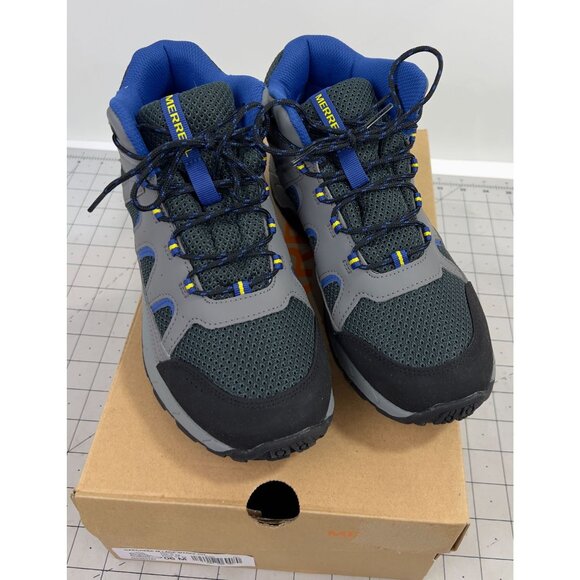 Merrell Boy's Oakcreek Mid Top Hiking Shoes Gray/Blue Sz. 6 Youth NEW - Picture 2 of 7